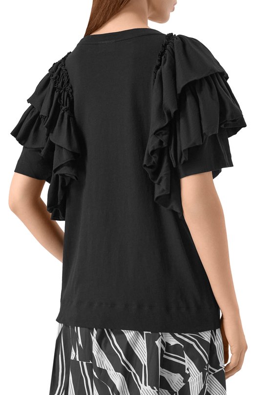 Хлопковая футболка Dries Van Noten 011143/3606 Чёрный  011143/3606 Фото 4