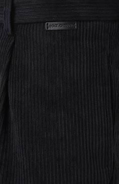 Мужские вельветовые брюки DOLCE & GABBANA черного цвета, арт. GP0H8T/FUWDL | Фото 6 (Длина (брюки, джинсы): Стандартные; Материал сплава: Проставлено; Драгоценные камни: Проставлено; Материал внешний: Синтетический материал; Случай: Повседневный; Стили: Кэжуэл)