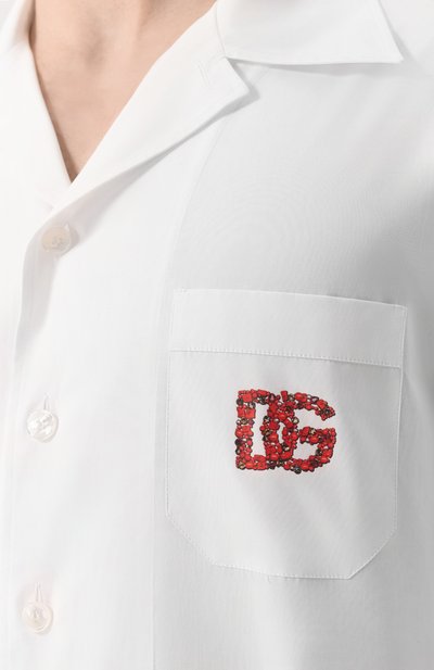 Хлопковая рубашка DOLCE & GABBANA белого цвета по цене 96350 руб., арт. G5JH9T/GJ384, фото 5 Хлопковая рубашка DOLCE & GABBANA, арт. G5JH9T/GJ384, фото 5