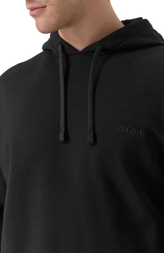 Хлопковое худи Zegna N6MH0/194 Чёрный  N6MH0/194 Фото 5