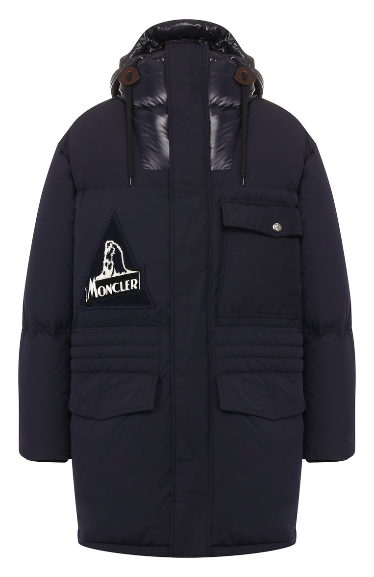 Мужская пуховая парка dedion MONCLER те�мно-синего цвета, арт. E2-091-42364-85-C0279 | Фото 1 (Статус проверки: Проверена категория; Материал утеплителя: Пух и перо; Материал внешний: Синтетический материал; Материал подклада: Синтетический материал; Мужское Кросс-КТ: Пуховик-верхняя одежда, Верхняя одежда, пуховик-короткий; Длина (верхняя одежда): До середины бедра; Рукава: Длинные; Кросс-КТ: Пуховик, парка; Драгоценные камни: Проставлено; Материал сплава: Проставлено; Стили: Кэжуэл)