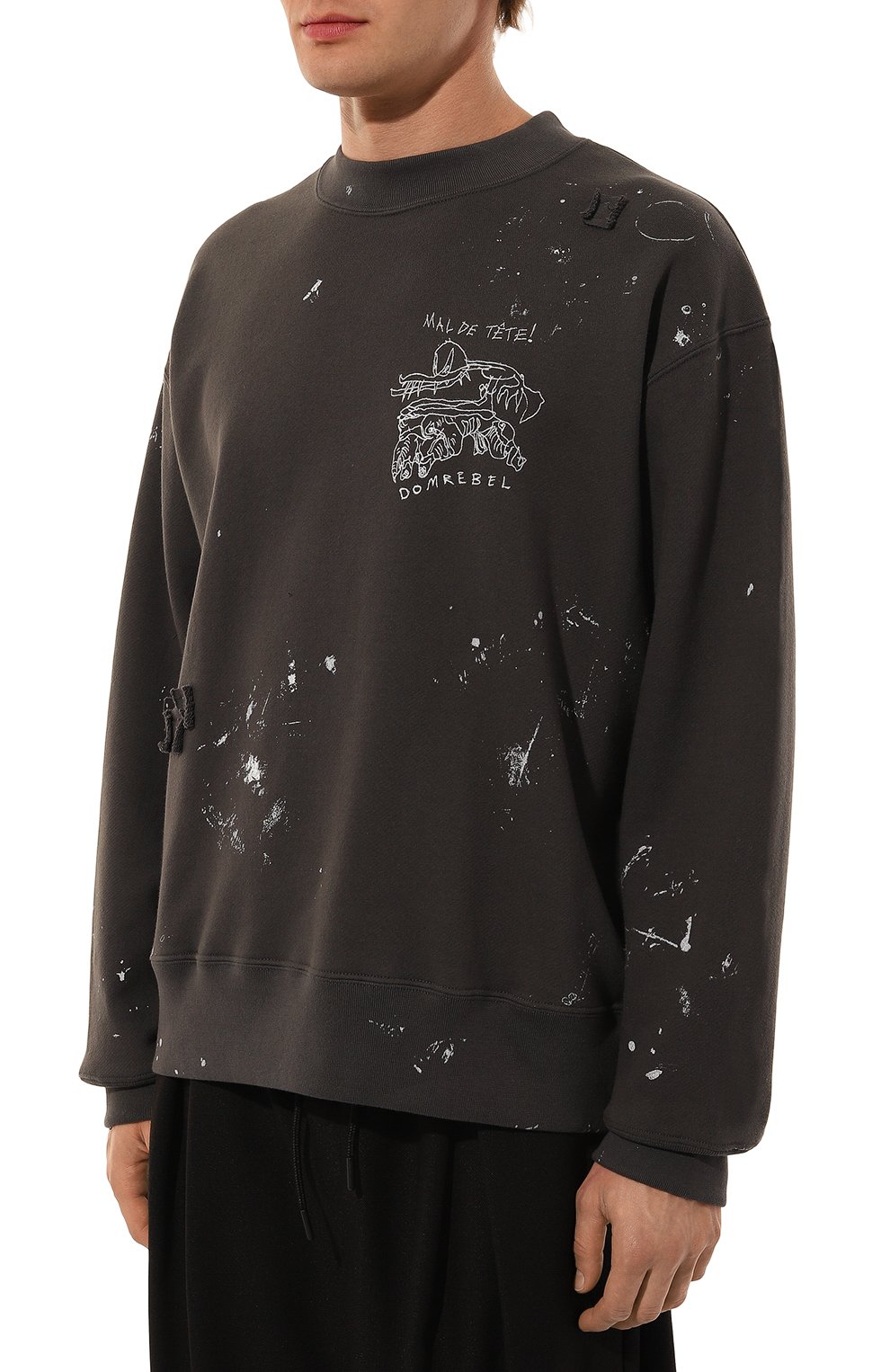 Хлопковый свитшот DOMREBEL темно-серого цвета по цене 37150 руб., арт. M MAL SWEATSHIRT/SWEATSHIRT, фото 3 Хлопковый свитшот DOMREBEL, арт. M MAL SWEATSHIRT/SWEATSHIRT, фото 3