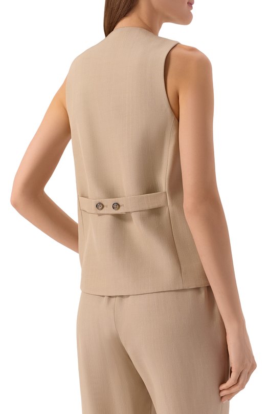 Жилет из вискозы и шерсти Loulou de Saison PAC0 Бежевый  PAC0 Фото 4