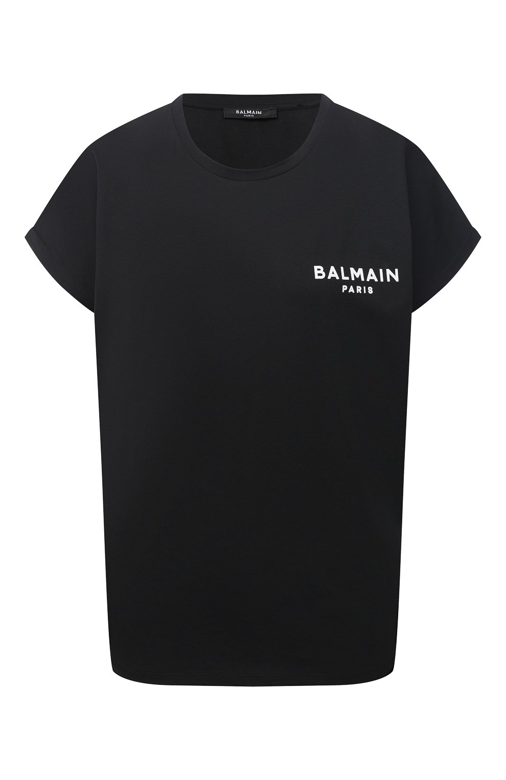 Хлопковая футболка BALMAIN черного цвета по цене 26200 руб., арт. VF11351/B013, фото 1 Хлопковая футболка BALMAIN, арт. VF11351/B013, фото 1