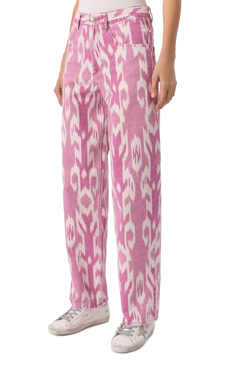 Женские джинсы ISABEL MARANT ETOILE розового цвета, арт. 25PPA0273FA/C1H03E | Фото 3 (Длина (брюки, джинсы): Стандартные; Материал внешний: Хлопок, Деним, Лен; Детали: Принт; Силуэт Ж (брюки и джинсы): Широкие; Кросс-КТ: Деним; Стили: Бохо)