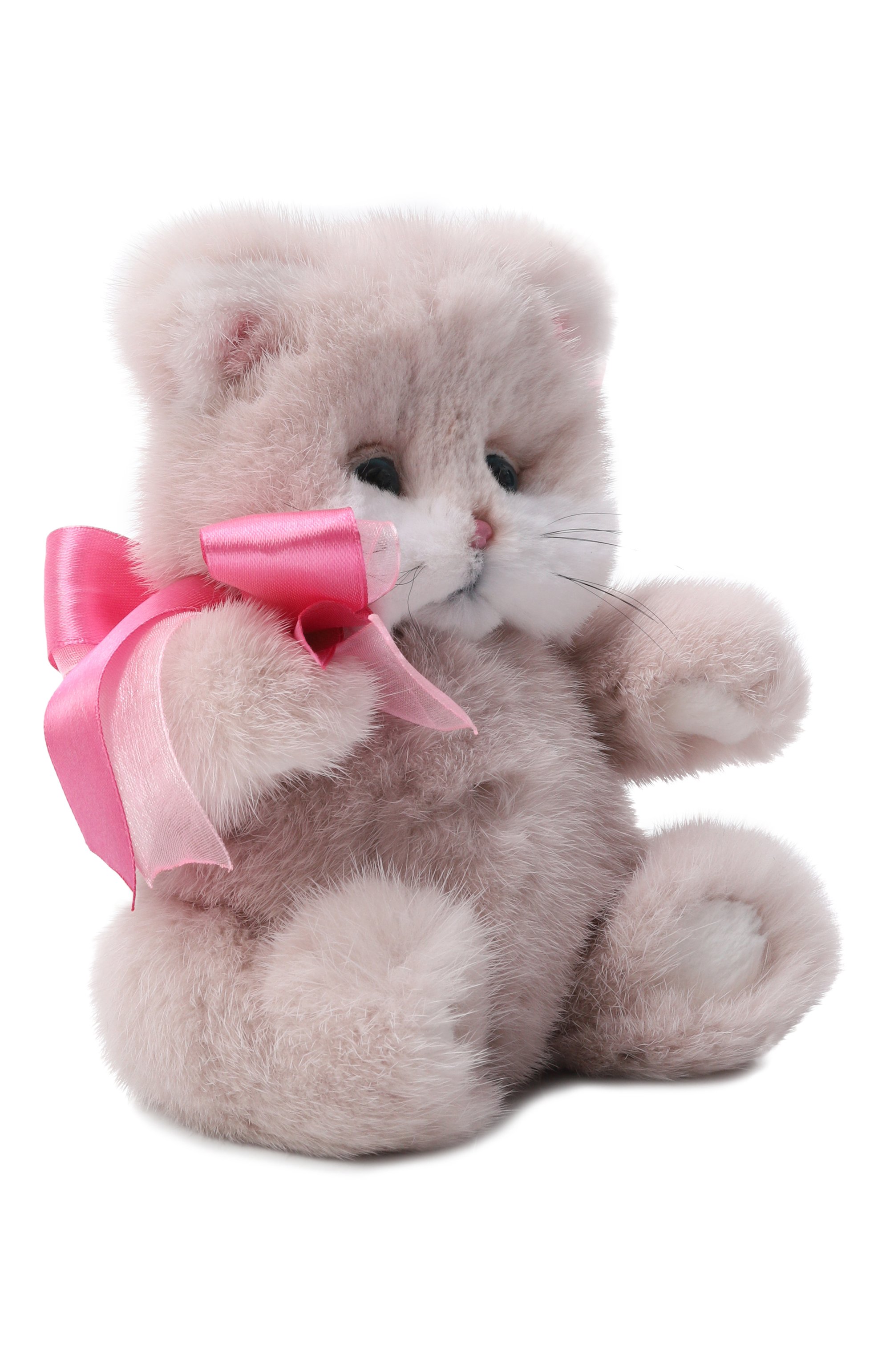 Мягкая игрушка из норки котик тедди CAROLON светло-розового цвета по цене 32000 руб., арт. МИ-25-В-001-10, фото 2 Мягкая игрушка из норки котик тедди CAROLON, арт. МИ-25-В-001-10, фото 2