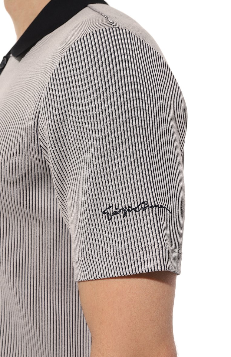 Мужское поло из вискозы и хлопка GIORGIO ARMANI серого цвета, арт. 3DSF51/SJBRZ | Фото 5 (Длина (для топов): Стандартные; Рукава: Короткие; Материал внешний: Хлопок, Вискоза; Застежка: Пуговицы; Стили: Кэжуэл; Принт: Без принта; Мужское Кросс-КТ: Футболка-одежда)