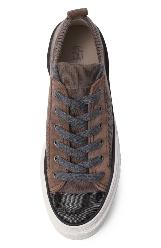 Комбинированные кеды Brunello Cucinelli MZ35G2650 Коричневый  MZ35G2650 Фото 6