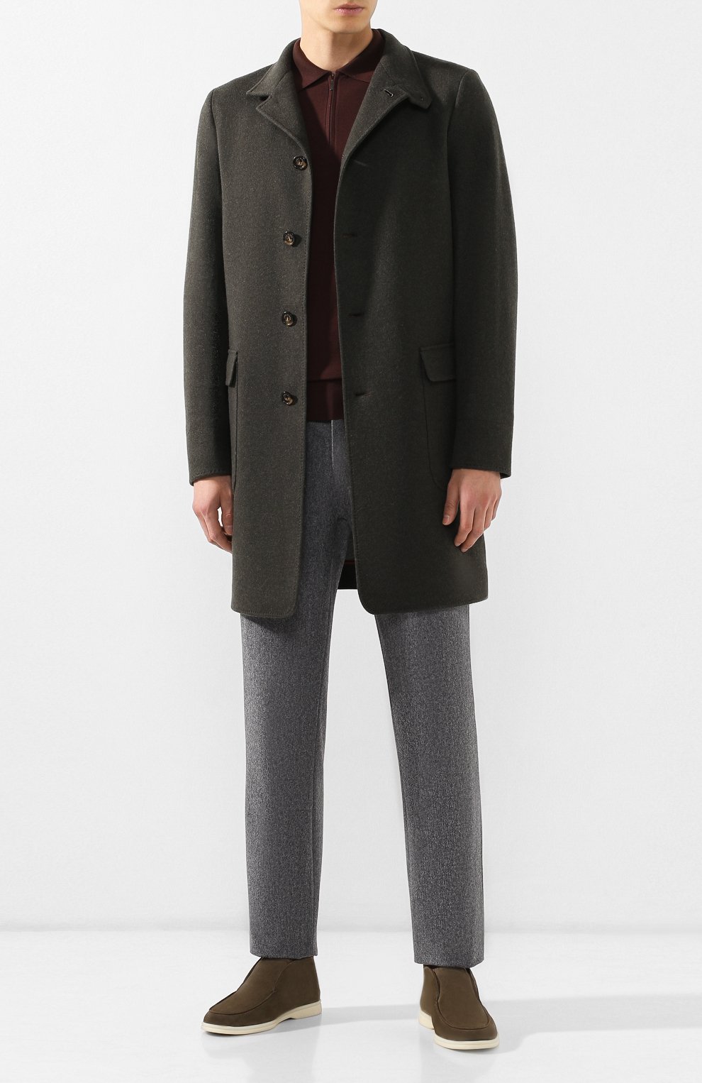 Замшевые ботинки open walk LORO PIANA хаки цвета по цене 69950 руб., арт. FAB4368, фото 2 Замшевые ботинки open walk LORO PIANA, арт. FAB4368, фото 2