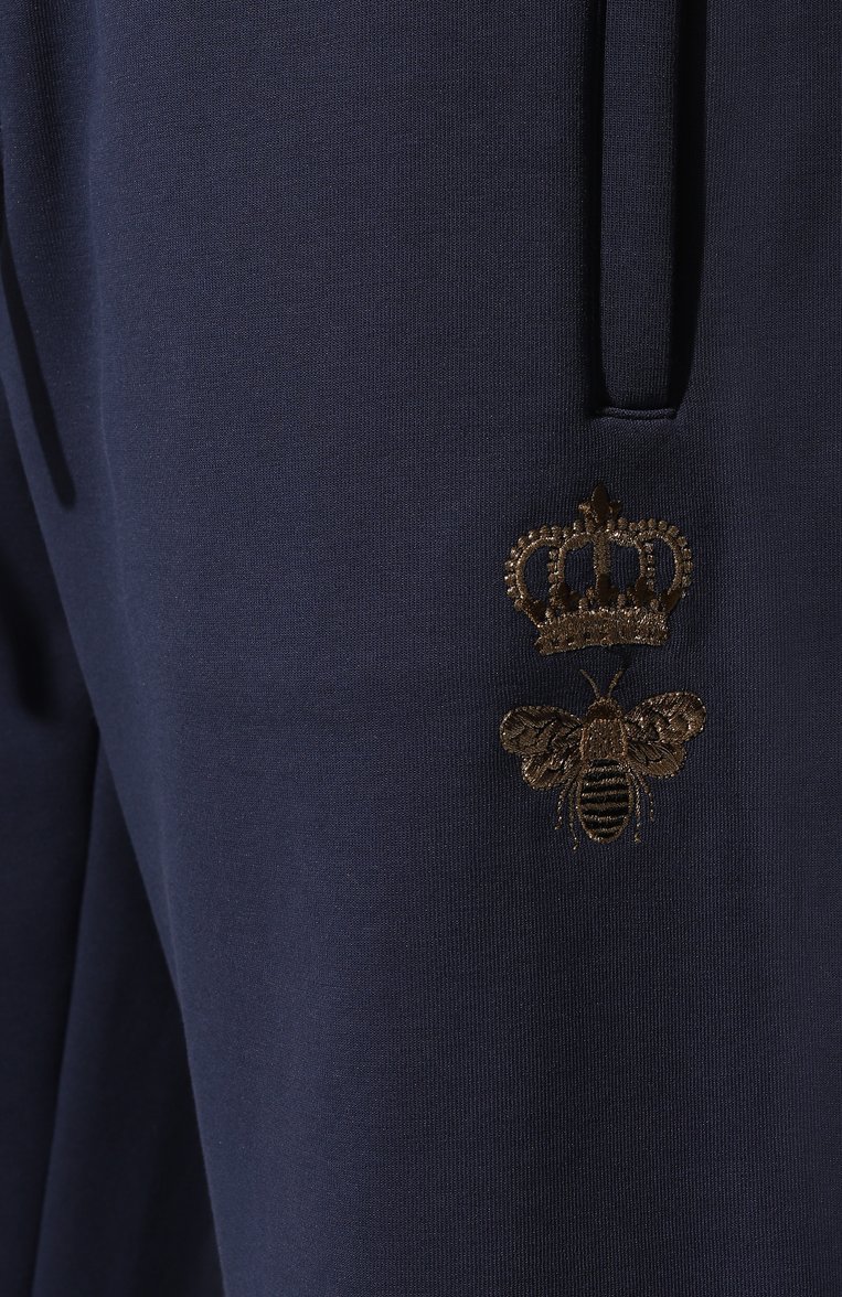 Мужские хлопковые шорты DOLCE & GABBANA темно-синего цвета, арт. GVF8AZ/HU7H9 | Фото 5 (Материал сплава: Проставлено; Длина Шорты М: Ниже колена; Материал внешний: Хлопок; Драгоценные камни: Проставлено; Случай: Повседневный; Принт: Без принта; Стили: Спорт-шик)