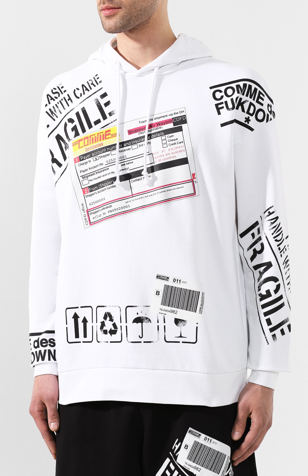 Хлопковое худи COMME DES FUCKDOWN белого цвета по цене 14000 руб., арт. CDFU399, фото 3 Хлопковое худи COMME DES FUCKDOWN, арт. CDFU399, фото 3