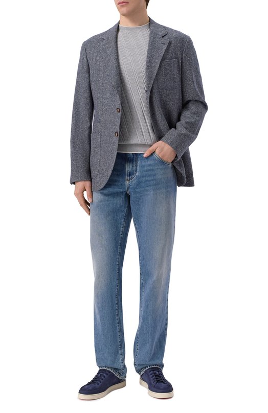 Джемпер из хлопка и шелка Andrea Campagna SU26ST200-00/FST262 Серый  SU26ST200-00/FST262 Фото 2