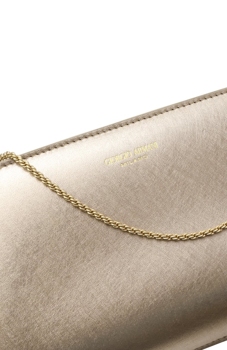Женский клатч la prima GIORGIO ARMANI золотого цвета, арт. GW000707/AF15594 | Фото 3 (Материал: Натуральная кожа; Размер: medium; Женское Кросс-КТ: Клатч-клатчи, Вечерняя сумка)