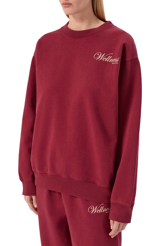 Хлопковый свитшот Sporty and Rich ST07162083RE10 Бордовый  ST07162083RE10 Фото 3