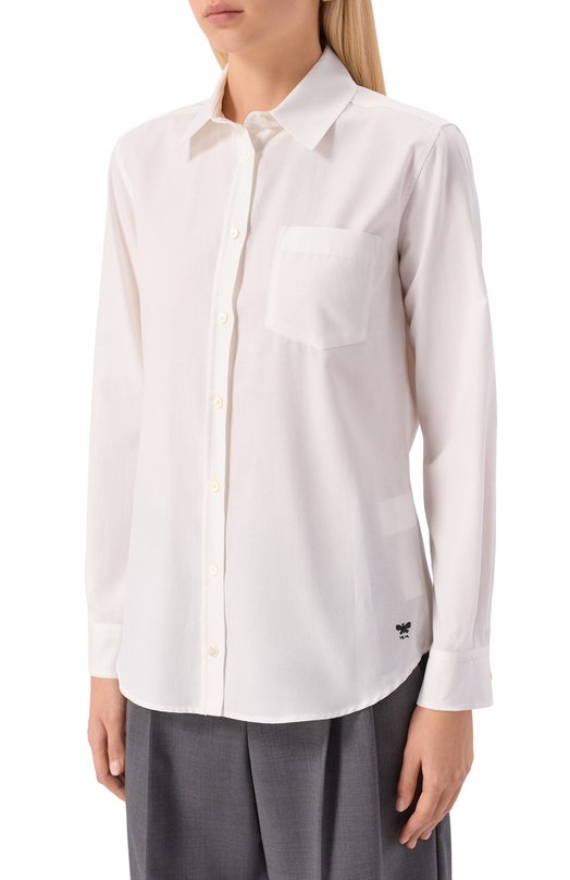 Хлопковая блузка Weekend Max Mara NICHEL Белый  NICHEL Фото 3