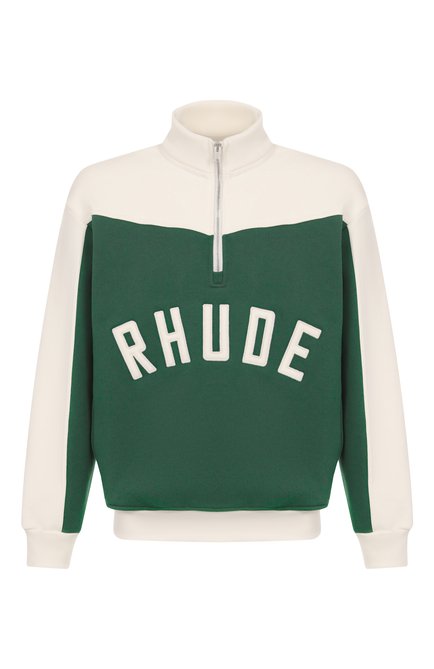 Мужской хлопковый анорак RHUDE зеленого цвета, арт. RHSS25SW01012 | Фото 1 (Рукава: Длинные; Автоматизация состава: Проставлено; Автоматизация ТО: Проставлено; Материал внешний: Хлопок; Материал подклада: Хлопок; Длина (для топов): Стандартные)
