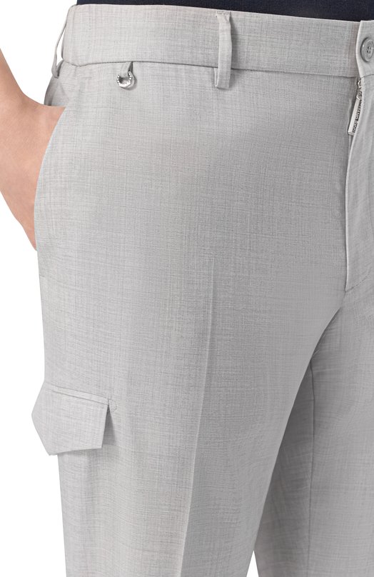 Брюки-карго из шерсти и шелка Stefano Ricci M1T6100142/WK002U Серый  M1T6100142/WK002U Фото 5