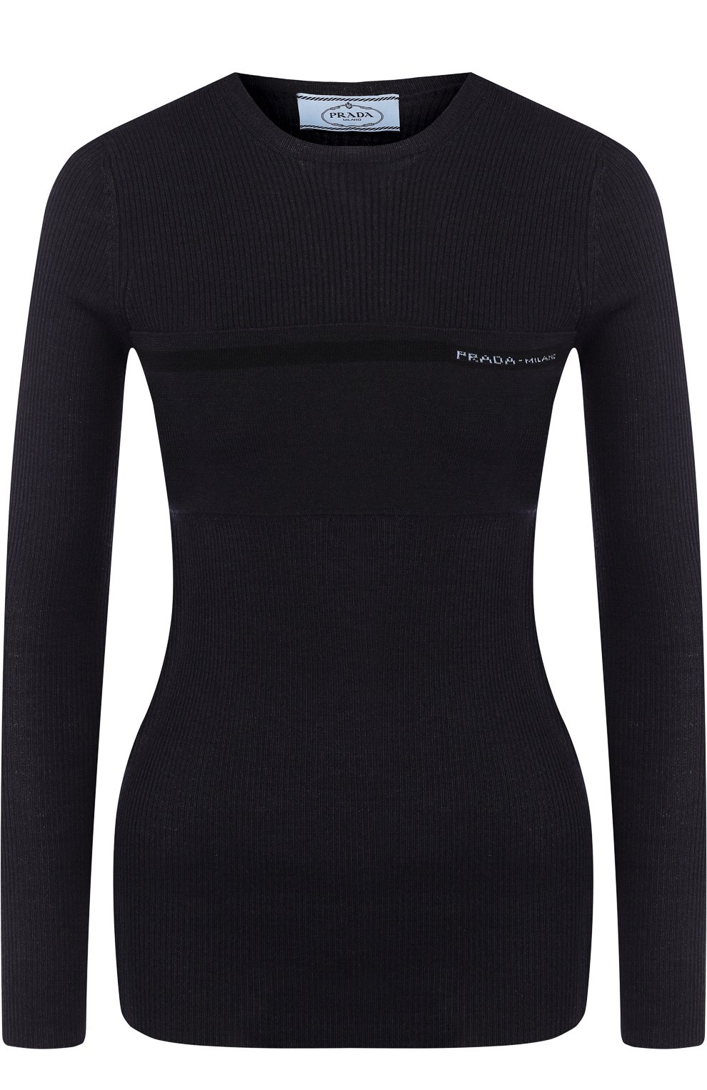 Однотонный пуловер из смеси шерсти и шелка с круглым вырезом PRADA, арт. 124B40-1RZ2-F0008, фото 1