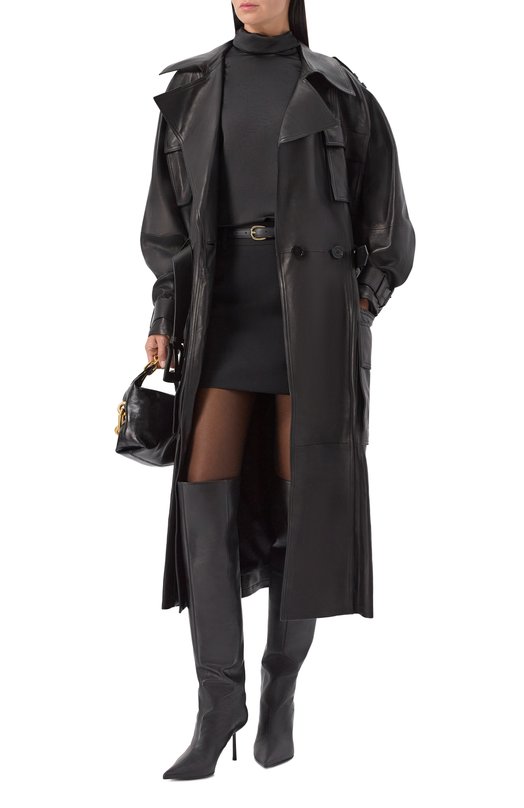 Кожаный плащ Balmain FF0TL188/LD63 Чёрный  FF0TL188/LD63 Фото 2