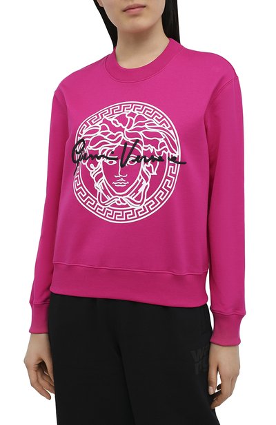 Хлопковый свитшот VERSACE фуксия цвета по цене 74150 руб., арт. A87516/A231242, фото 3 Хлопковый свитшот VERSACE, арт. A87516/A231242, фото 3