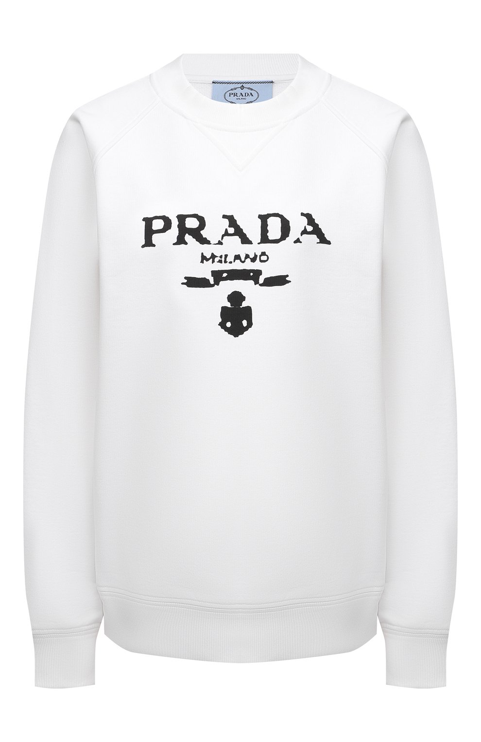 Хлопковый свитшот PRADA белого цвета по цене 88000 руб., арт. 134631-1ZT7-F0964-202, фото 1 Хлопковый свитшот PRADA, арт. 134631-1ZT7-F0964-202, фото 1