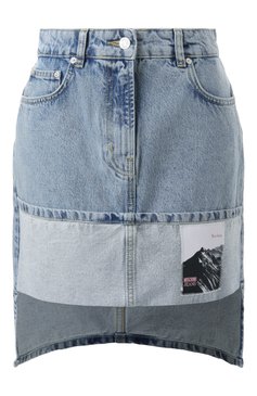 Женская джинсовая юбка M05CH1NO JEANS голубого цвета, арт. A0112/3217 | Фото 1 (Длина Ж (юбки, платья, шорты): Мини; Материал внешний: Деним, Хлопок; Кросс-КТ: Деним; Стили: Гранж)
