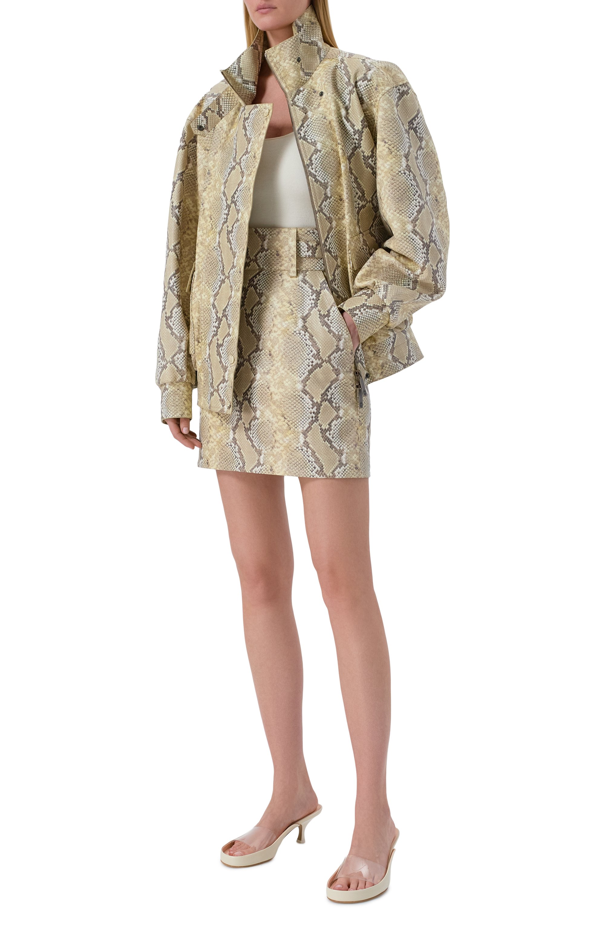 Кожаная юбка ELIE SAAB кремового цвета по цене 193000 руб., арт. SK340NS26/L0003, фото 2 Кожаная юбка ELIE SAAB, арт. SK340NS26/L0003, фото 2