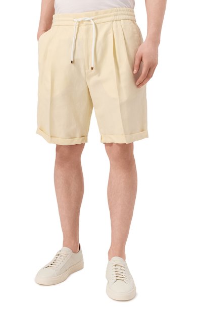 Шорты изо льна и хлопка BRUNELLO CUCINELLI, арт. MH255U0020, фото 3