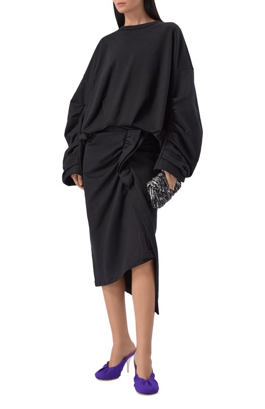 Хлопковая юбка Dries Van Noten 131112/3611 Чёрный  131112/3611 Фото 2