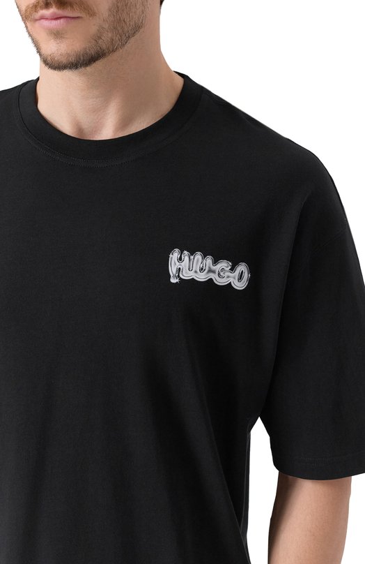 Хлопковая футболка HUGO Blue 50549769 Чёрный  50549769 Фото 5