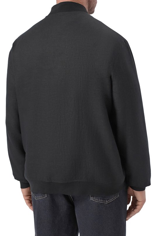 Льняной бомбер Kiton UG0001H0969003 Чёрный  UG0001H0969003 Фото 4