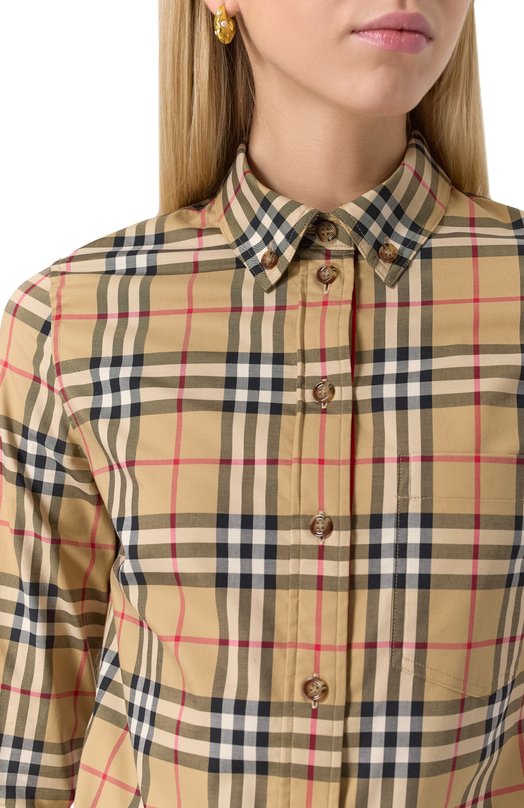 Хлопковая рубашка Burberry 8022284 Бежевый  8022284 Фото 5