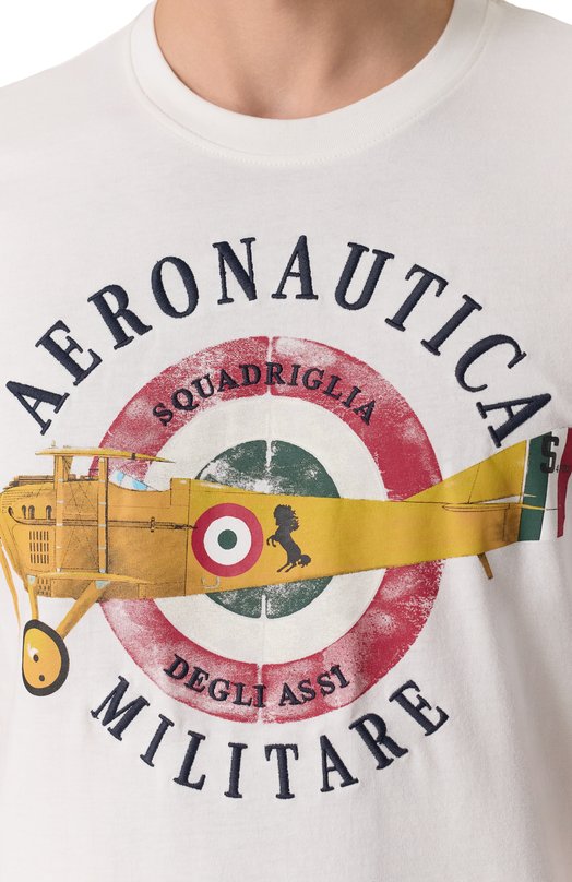 Хлопковая футболка Aeronautica Militare 251TS2414J641 Белый  251TS2414J641 Фото 5
