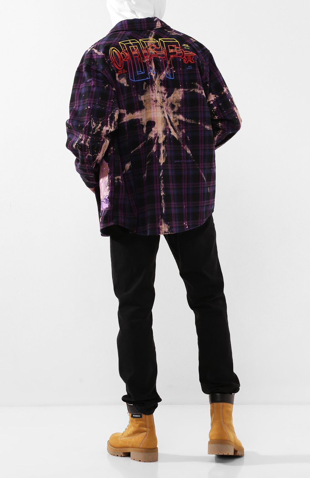Хлопковая рубашка OFF-WHITE фиолетового цвета по цене 99500 руб., арт. 0MGA098S20G710492988, фото 2 Хлопковая рубашка OFF-WHITE, арт. 0MGA098S20G710492988, фото 2