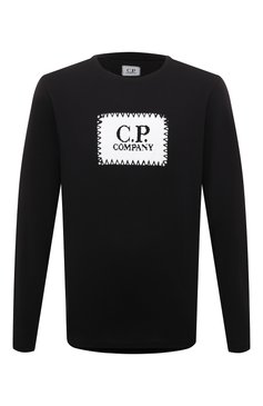 Мужская хлопковый лонгслив C.P. COMPANY черного цвета, арт. 15CMTS043A005100W | Фото 1 (Рукава: Длинные; Длина (для топов): Стандартные; Материал внешний: Хлопок; Принт: С принтом; Стили: Минимализм; Кросс-КТ: Джерси; Мужское Кросс-КТ: Футболка-одежда)