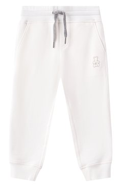 Детские хлопковые джоггеры BRUNELLO CUCINELLI молочного цвета, арт. BTU14E595V | Фото 1 (Нос: Не проставлено; Мальчики Кросс-КТ: Джоггеры-одежда; Материал внешний: Хлопок; Ростовка одежда: 4 года | 104 см)