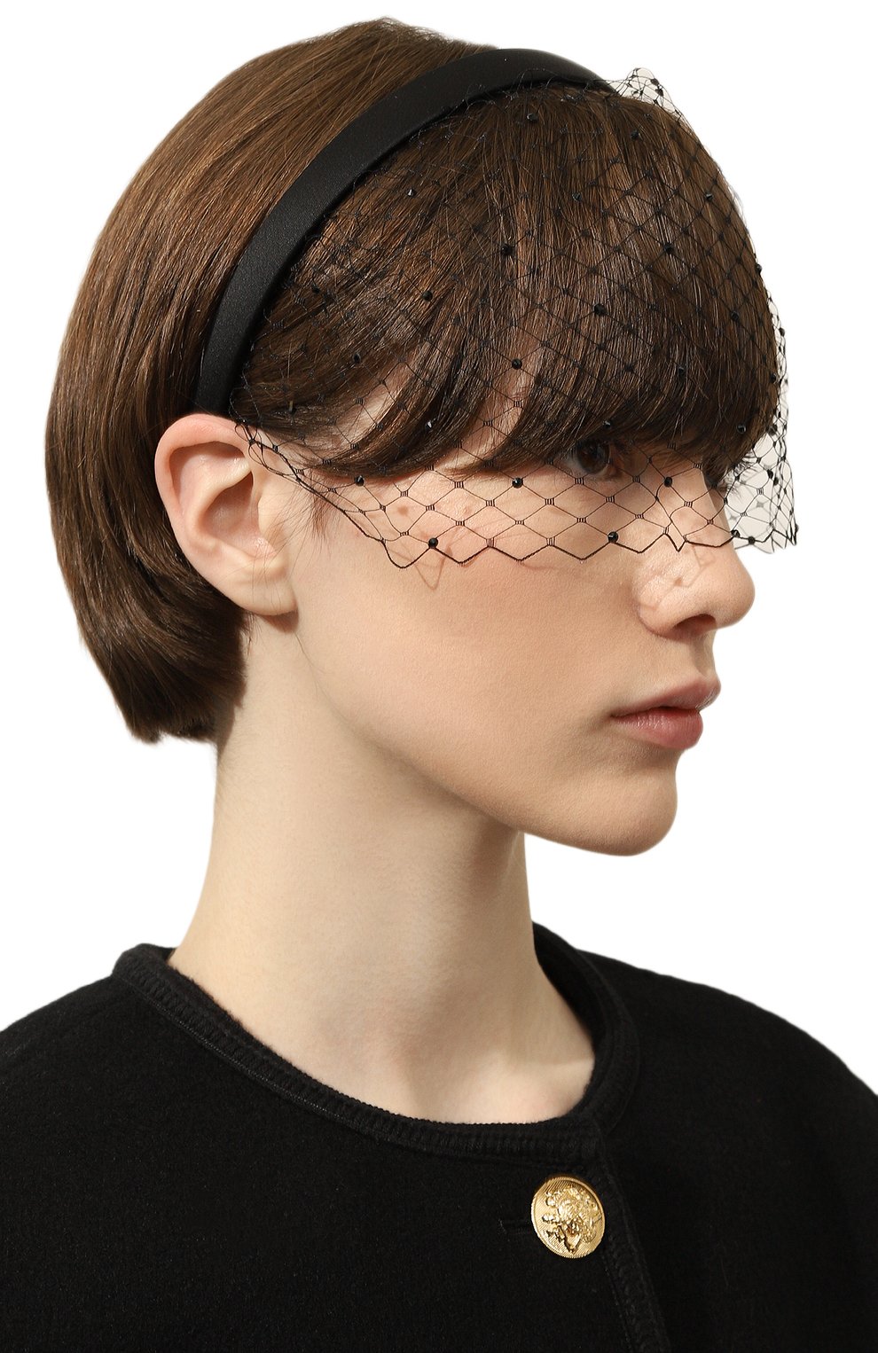 Ободок для волос PANFIL черного цвета по цене 22000 руб., арт. 0-T-VL-DB, фото 2 Ободок для волос PANFIL, арт. 0-T-VL-DB, фото 2