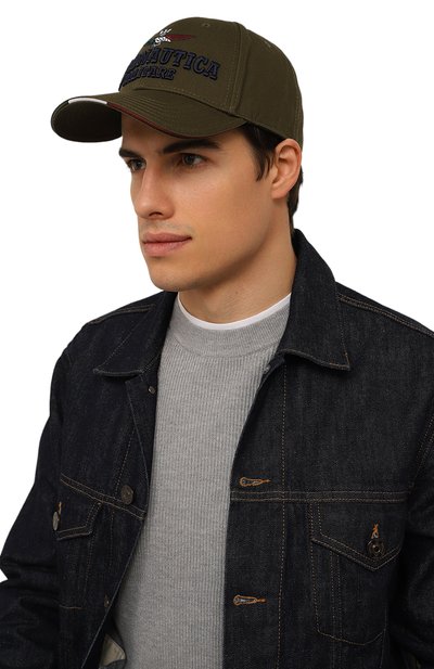 Хлопковая бейсболка AERONAUTICA MILITARE хаки цвета по цене 6850 руб., арт. 232/HA1136CT2261, фото 2 Хлопковая бейсболка AERONAUTICA MILITARE, арт. 232/HA1136CT2261, фото 2