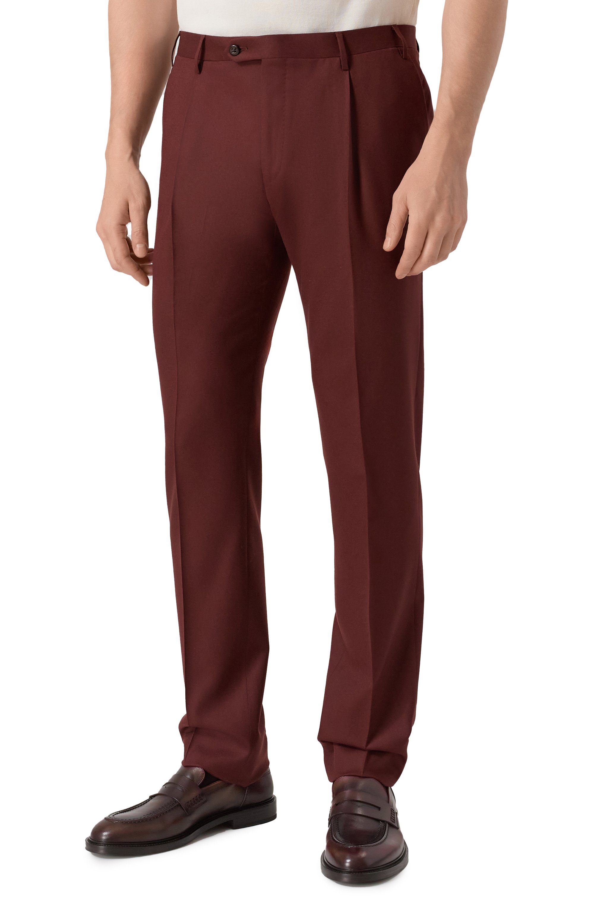 Шерстяные брюки CORNELIANI бордового цвета по цене 52050 руб., арт. 265B03-2618111, фото 3 Шерстяные брюки CORNELIANI, арт. 265B03-2618111, фото 3