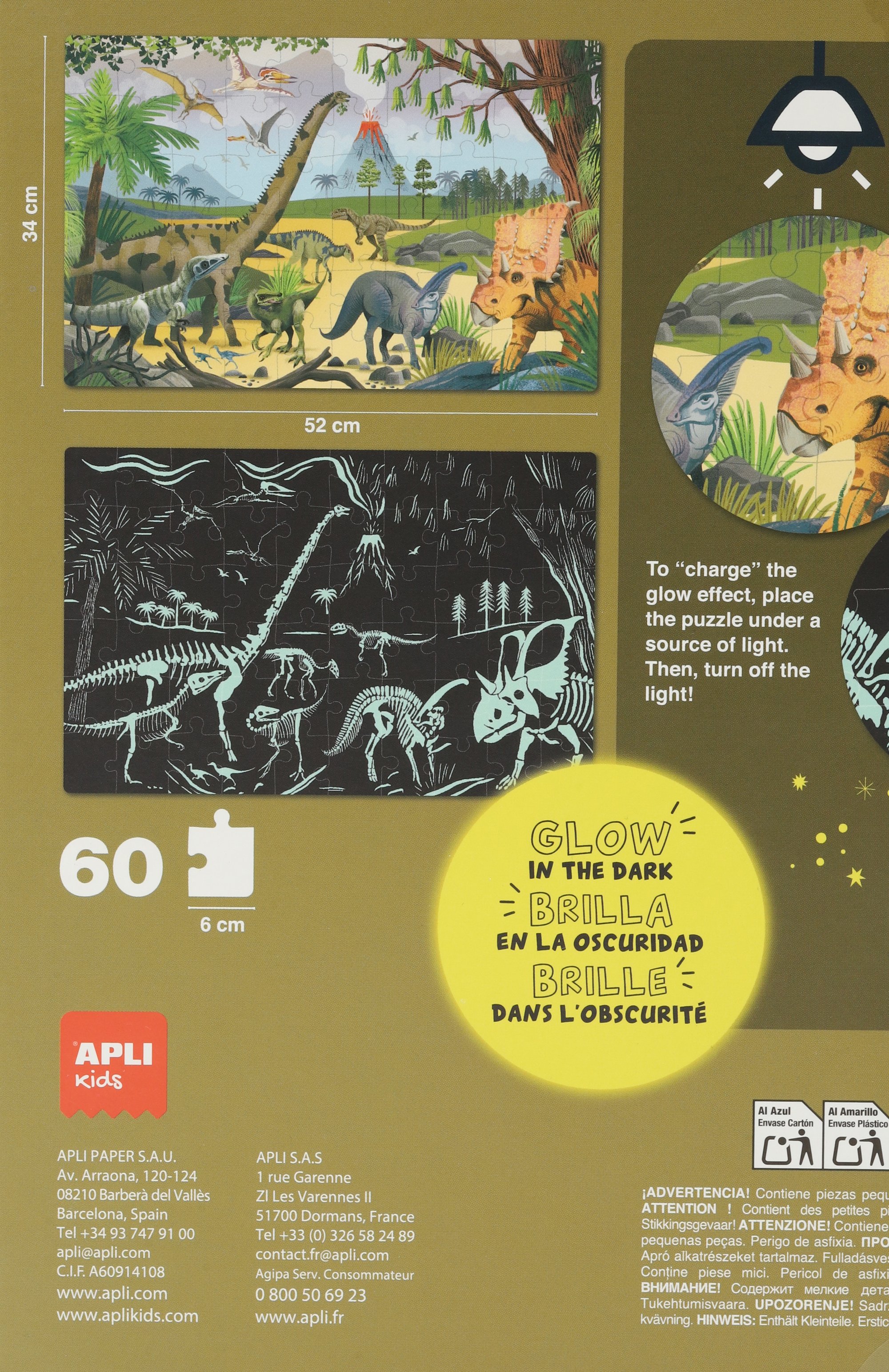 Люминесцентный пазл динозавры APLI KIDS, арт. 19435, фото 3