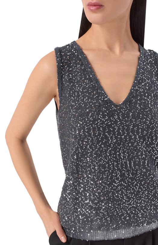 Топ с отделкой пайетками Weekend Max Mara WKDTEMP0 Серый  WKDTEMP0 Фото 5
