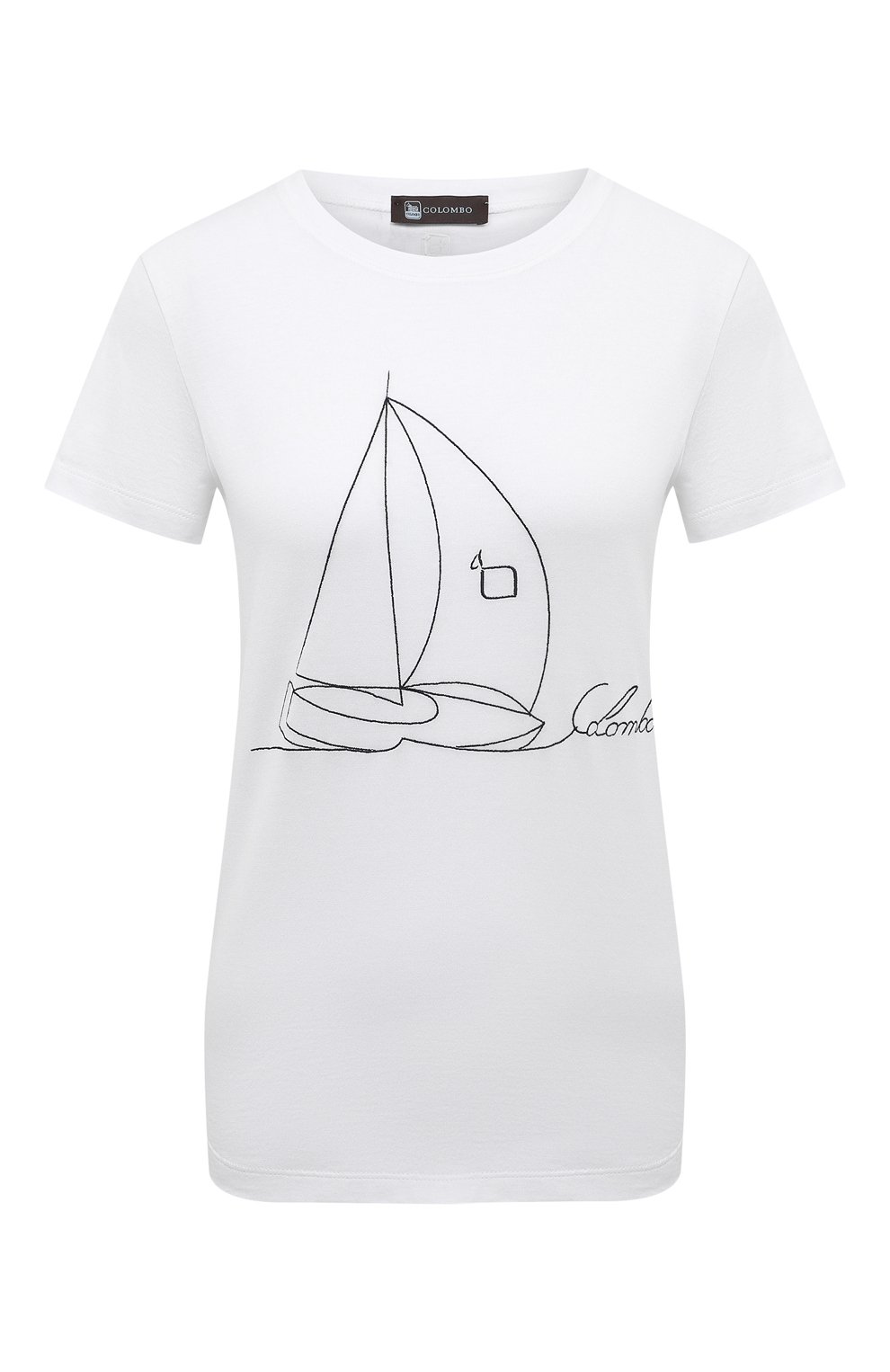 Хлопковая футболка COLOMBO белого цвета по цене 51550 руб., арт. TS00330/RIC, фото 1 Хлопковая футболка COLOMBO, арт. TS00330/RIC, фото 1