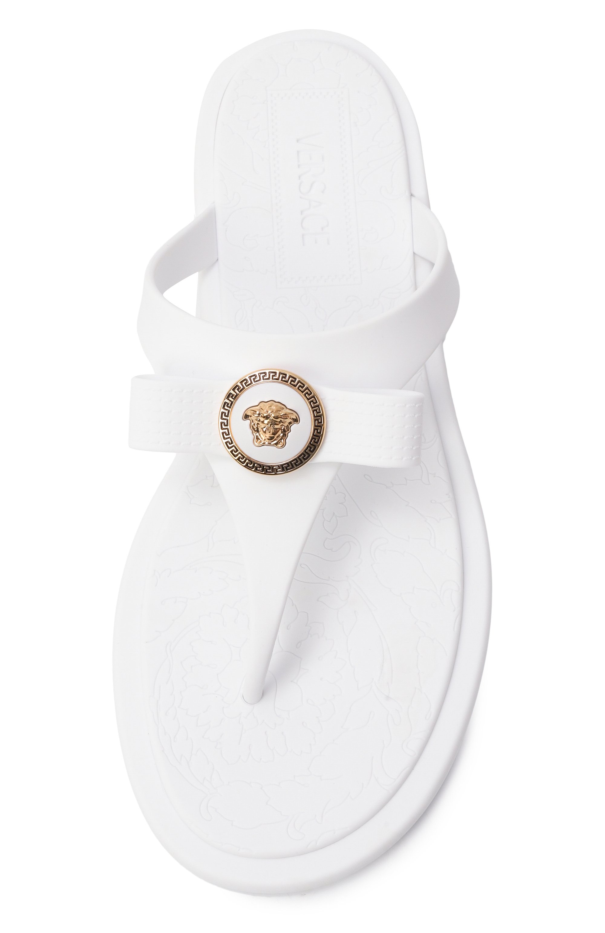 Шлепанцы gianni ribbon VERSACE белого цвета по цене 37000 руб., арт. 1018789/1A10983, фото 6 Шлепанцы gianni ribbon VERSACE, арт. 1018789/1A10983, фото 6