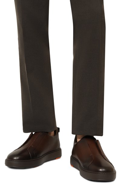 Кожаные кеды cleanic SANTONI темно-коричневого цвета по цене 75900 руб., арт. MBCG21995SM0KAUA, фото 3 Кожаные кеды cleanic SANTONI, арт. MBCG21995SM0KAUA, фото 3
