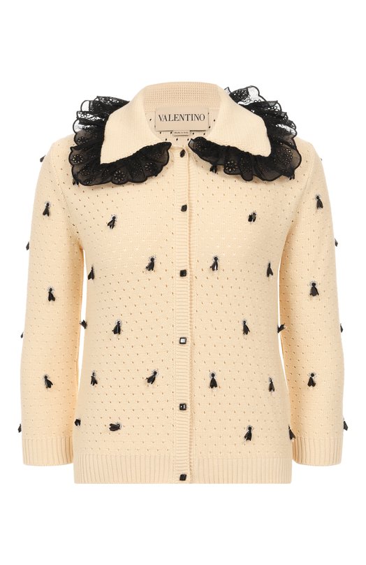 Хлопковый кардиган Valentino 7B3KA12H/9EE Кремовый 7B3KA12H/9EE