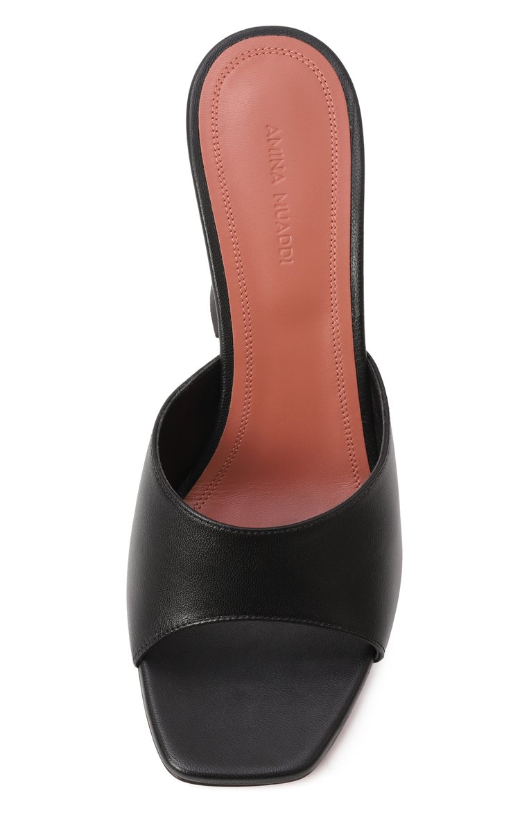 Женские кожаные мюли lupita AMINA MUADDI черного цвета, арт. LUPITA SLIPPER/PATENT/WHITE | Фото 6 (Материал внутренний: Натуральная кожа; Каблук высота: Высокий; Драгоценные камни: Проставлено; Материал сплава: Проставлено; Материал внешний: Натуральная кожа; Подошва: Плоская; Каблук тип: Фигурный)