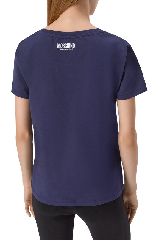 Хлопковая футболка Moschino V0704/4410 Синий  V0704/4410 Фото 4