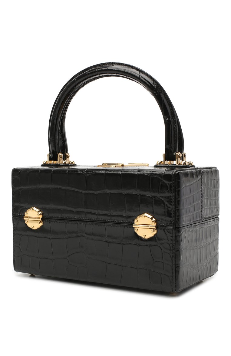 Женская сумка dolce box из кожи крокодила DOLCE & GABBANA черного цвета, арт. BB6238/B2CL6 | Фото 3 (Размер: small; Сумки-технические: Сумки top-handle; Материал: Экзотическая кожа)