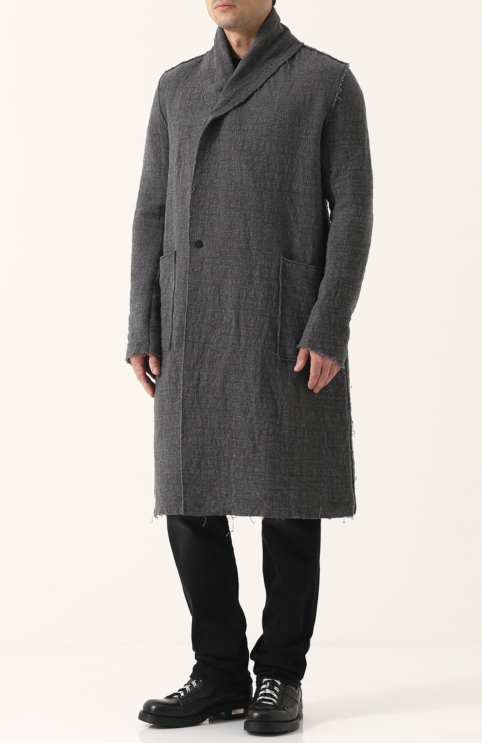 Однобортное шерстяное пальто с шалевым воротником POEME BOHEMIEN, арт. CP-20 N/W-500, фото 3