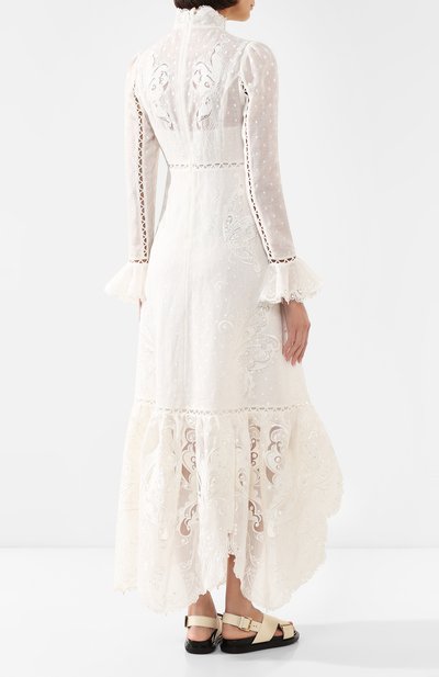 Платье из смеси льна и шелка ZIMMERMANN белого цвета по цене 342500 руб., арт. 7674DSUP, фото 4 Платье из смеси льна и шелка ZIMMERMANN, арт. 7674DSUP, фото 4
